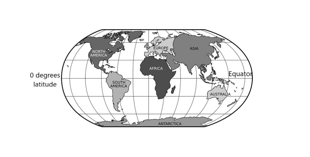 Equator on the world map