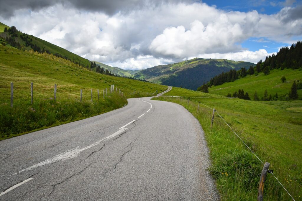 A road in the Alps of France