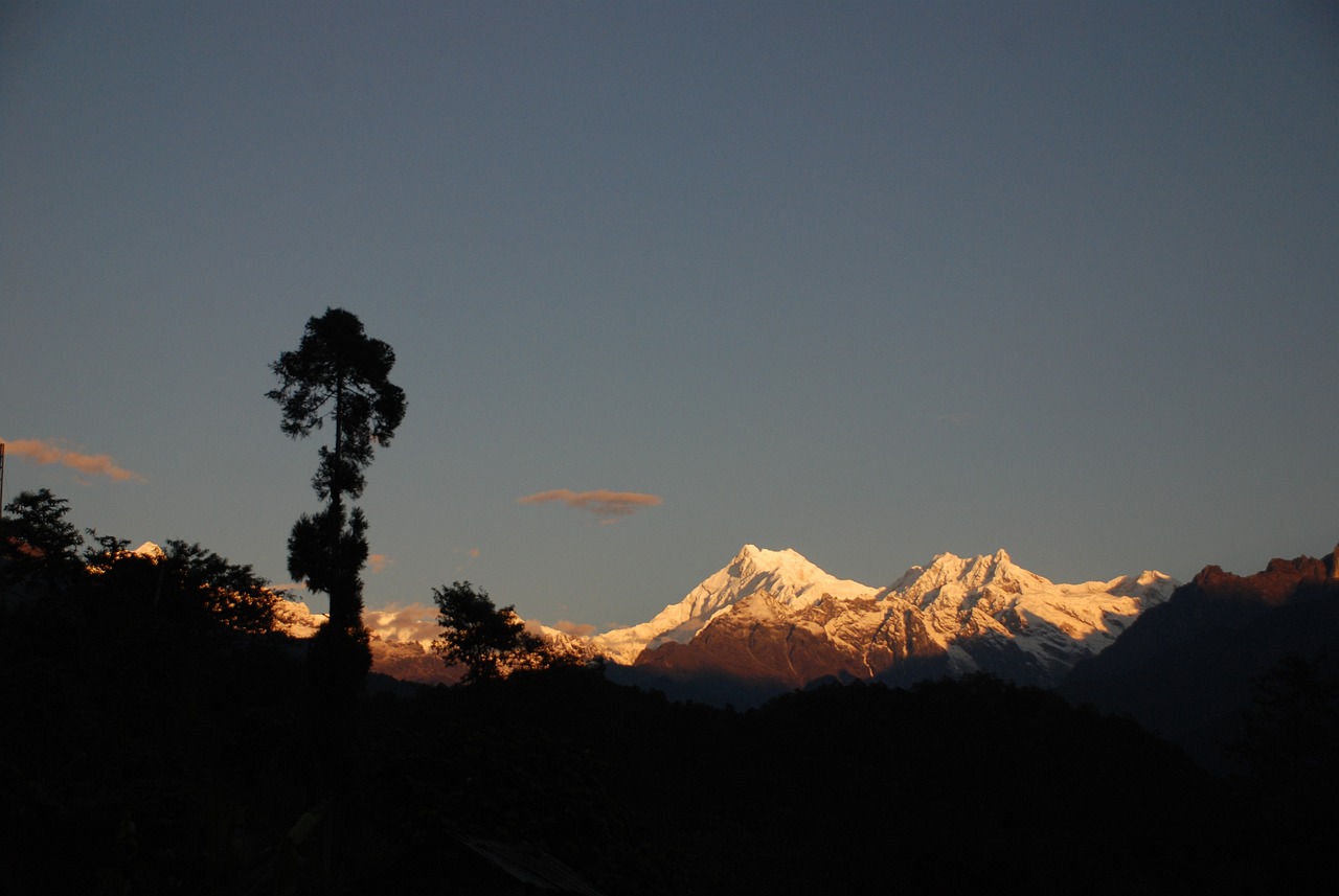 A view of Kanchenjunga peak (8,586 meters) in Sikkim, India