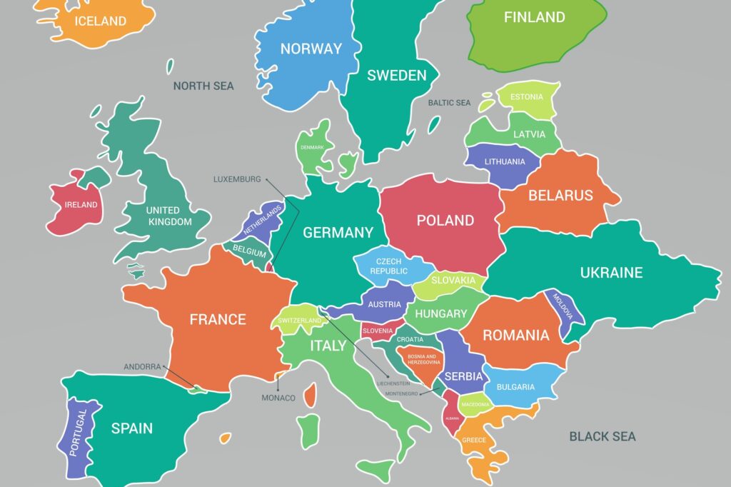 France on the map of Europe