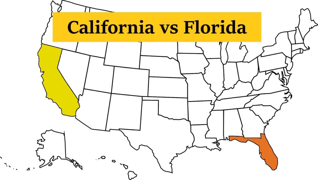 California and Florida on the US map