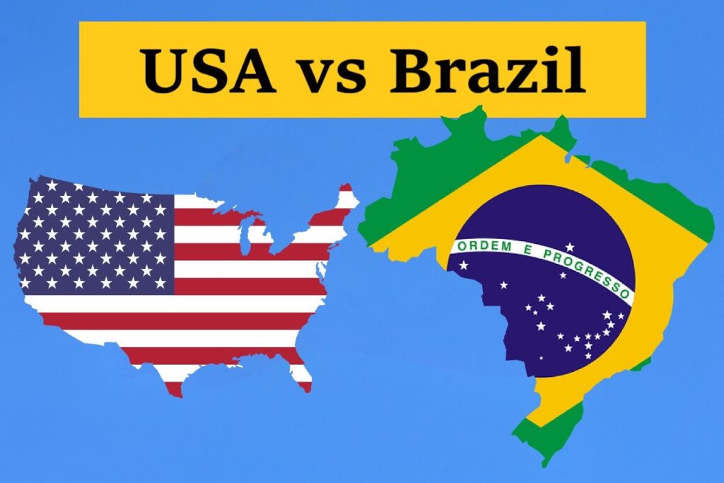 USA and Brazil map outline