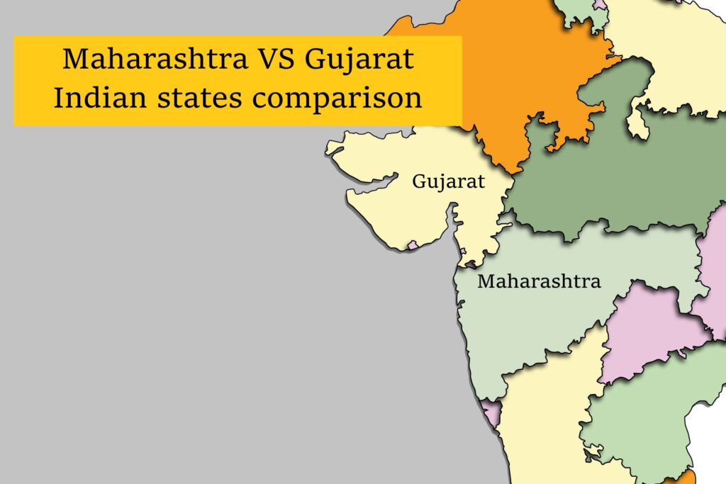 Maharashtra and Gujarat on the map of India