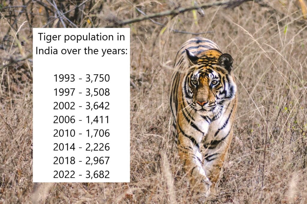 Tiger population in India over the years