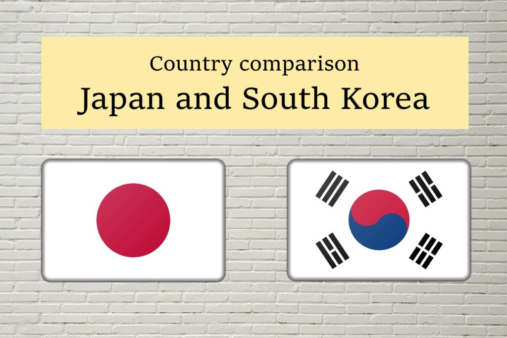 Flags of Japan and South Korea