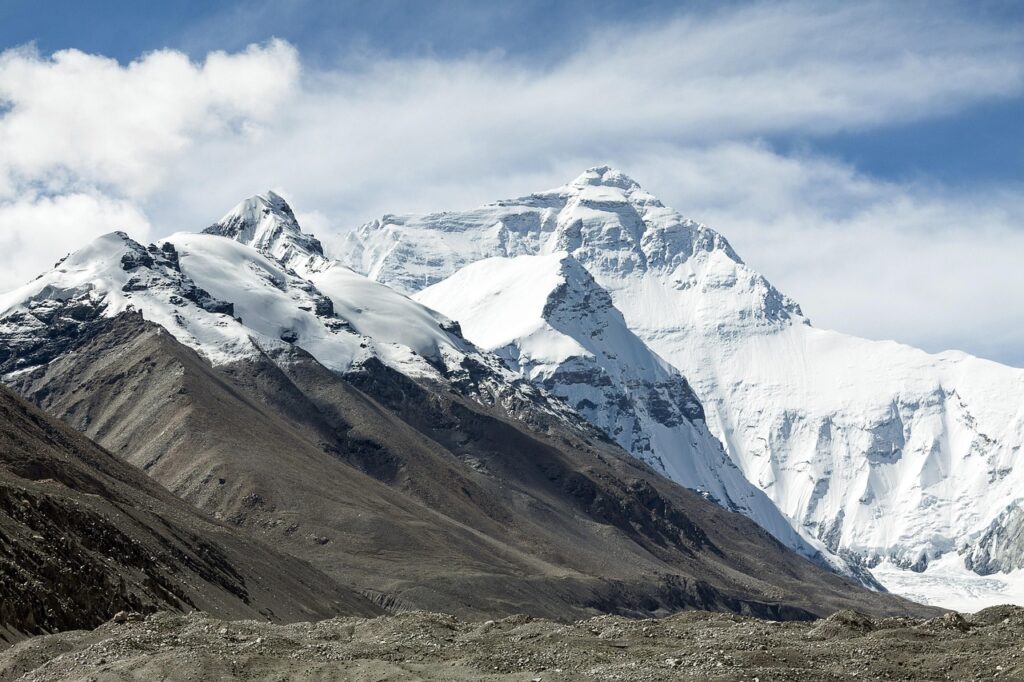 Mount Everest on the border of Nepal and China