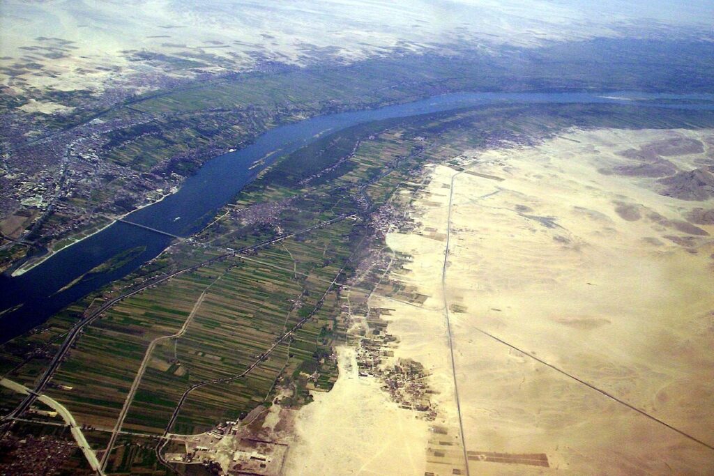 Nile River in Egypt supporting agriculture