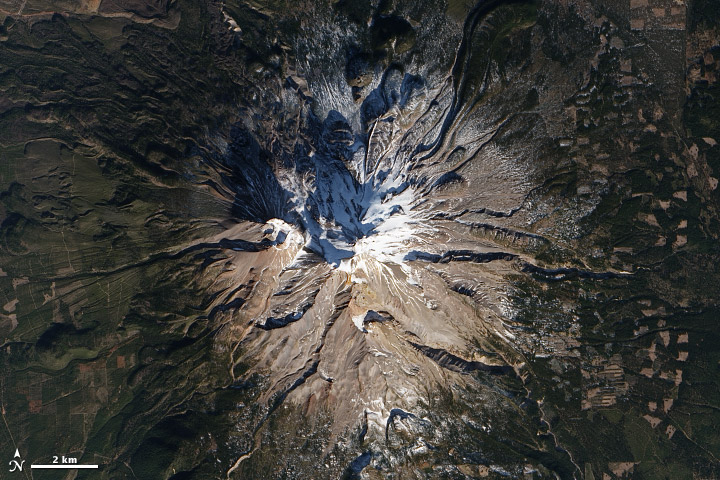 Satellite image of Mount Shasta in California, USA