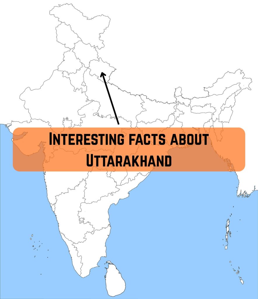 Uttarakhand state on the map of India