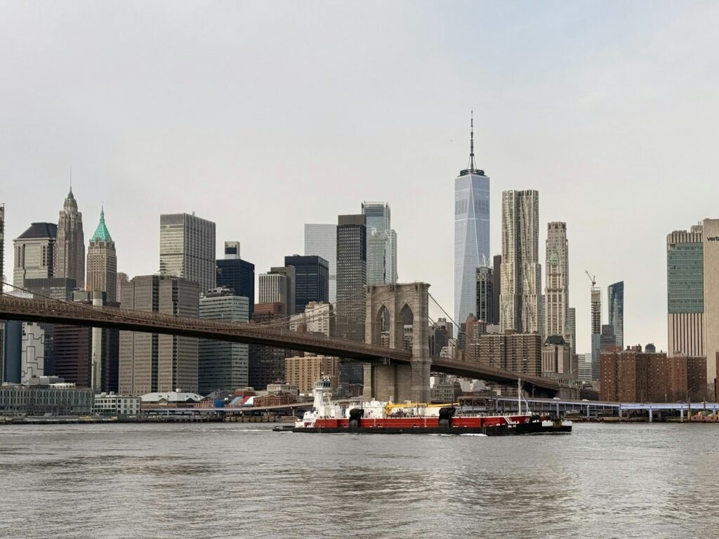 New York City skyline and Brooklyn Bridge