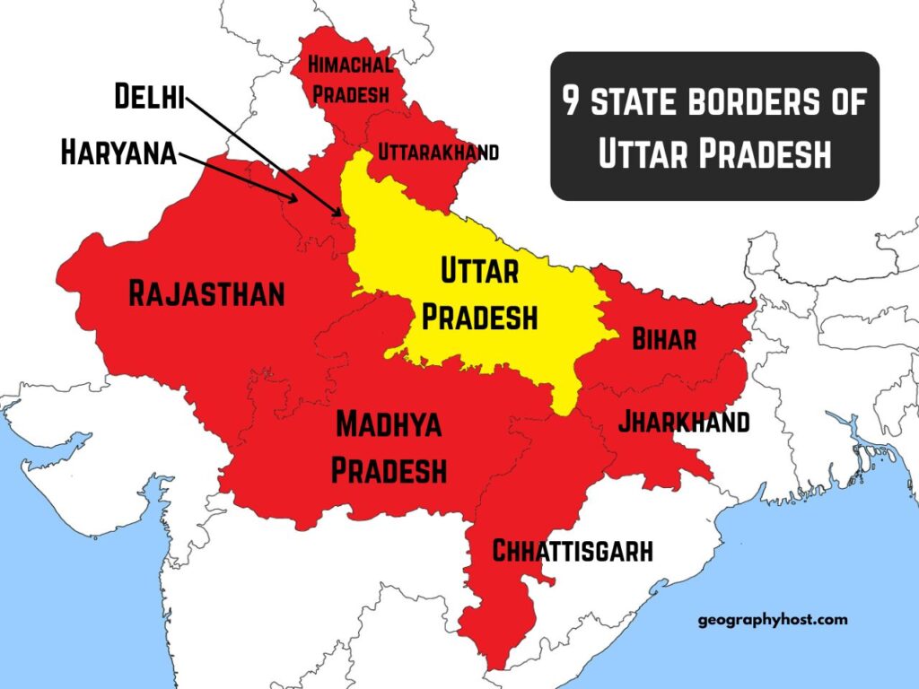 9 state borders of Uttar Pradesh