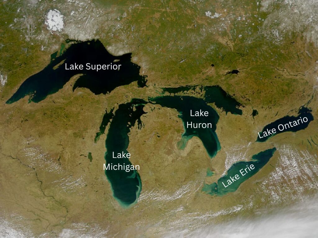 The five Great Lakes of North America