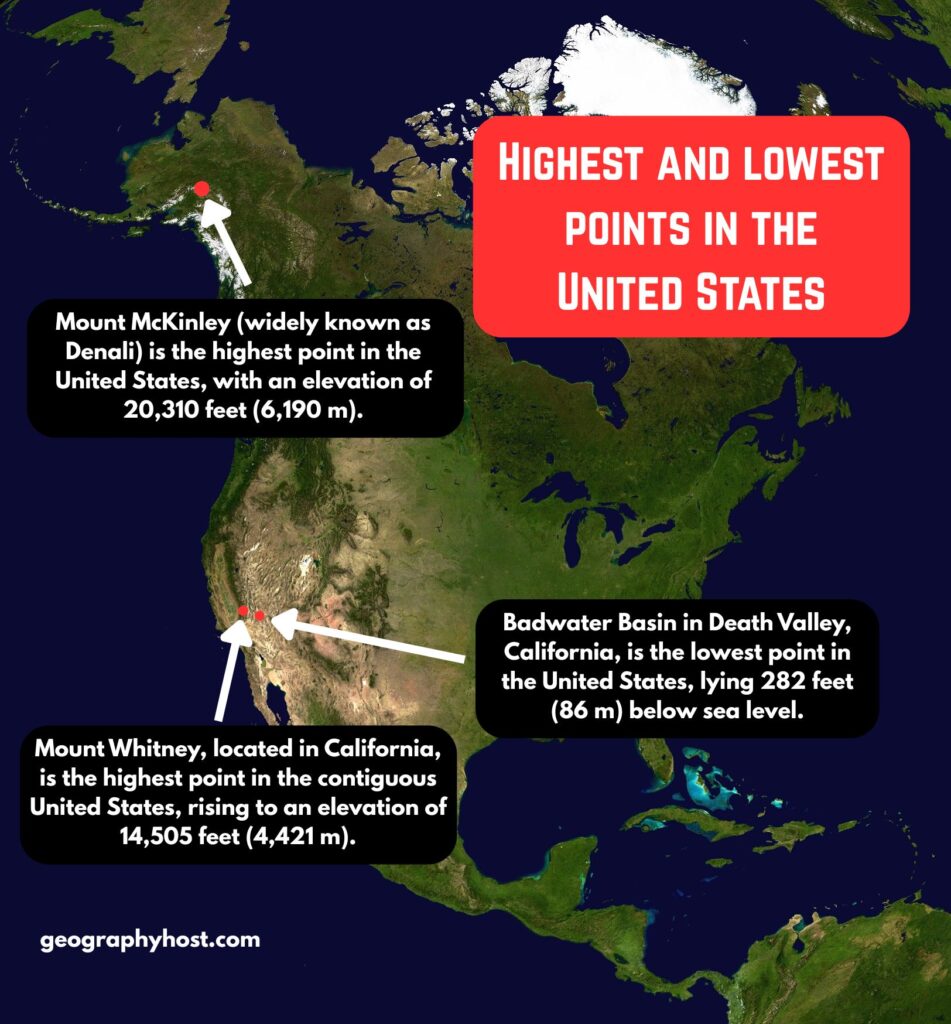 Highest and lowest points in the United States